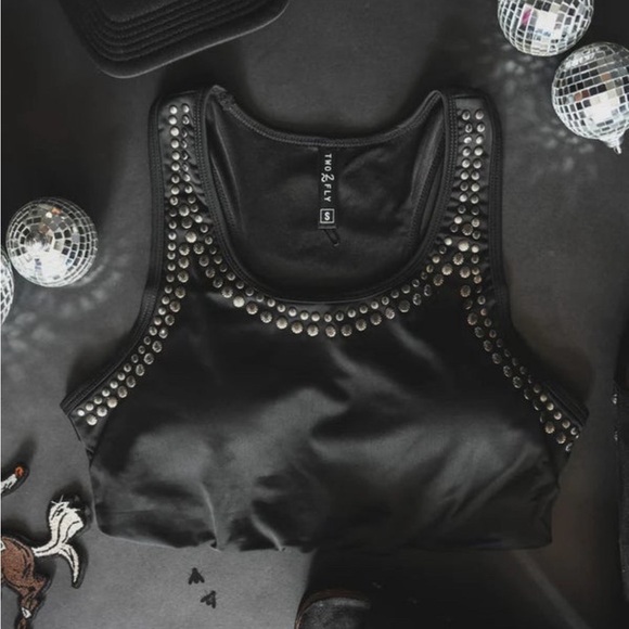 Two Fly CABO COWBOY YEEHAW TOP Studded Swim Top | NEW/NWT!! 🖤🕶️☀️🤠 - Picture 2 of 15